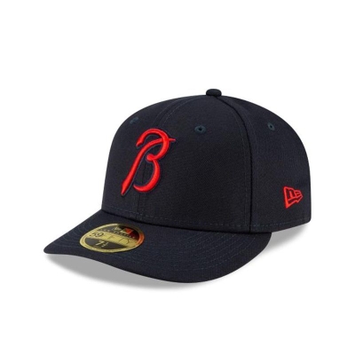 Blue Atlanta Braves Hat - New Era MLB Ligature Low Profile 59FIFTY Fitted Caps USA9523714